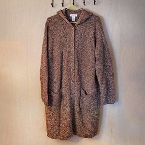 Jones of New York Sport Long Brown Heather Knitted Button Down Duster, Size 2x